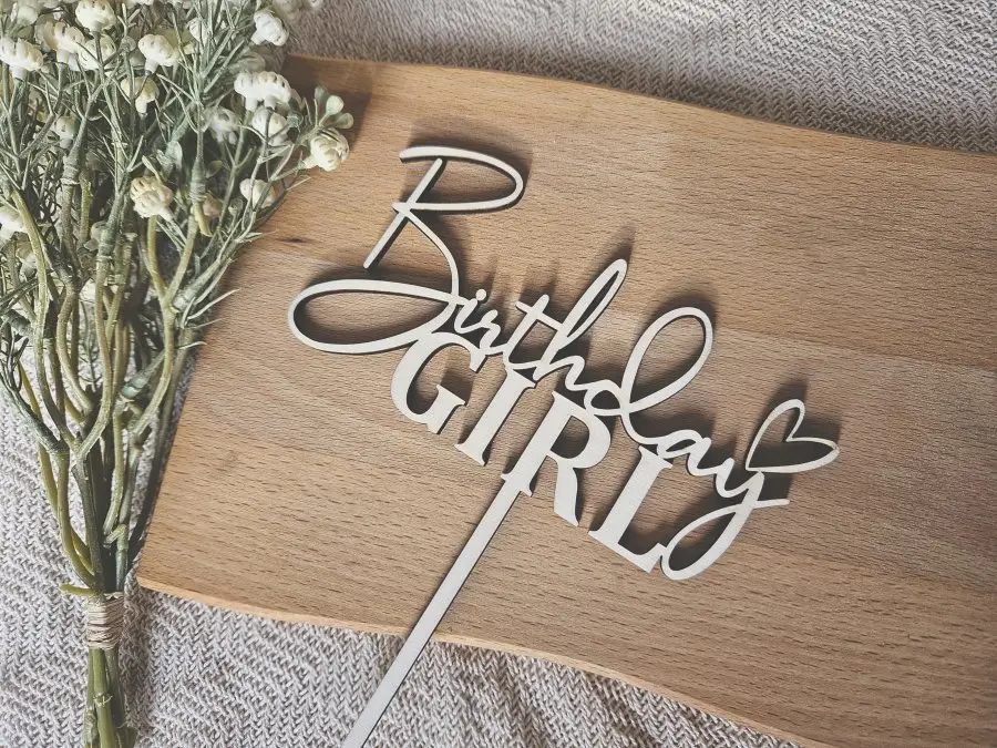 Cake Topper Schriftzug "Geburtstag Birthday Girl 15"