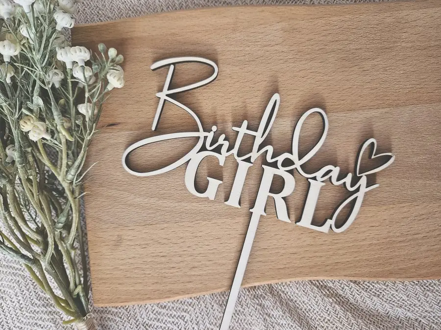 Cake Topper Schriftzug "Geburtstag Birthday Girl 15"