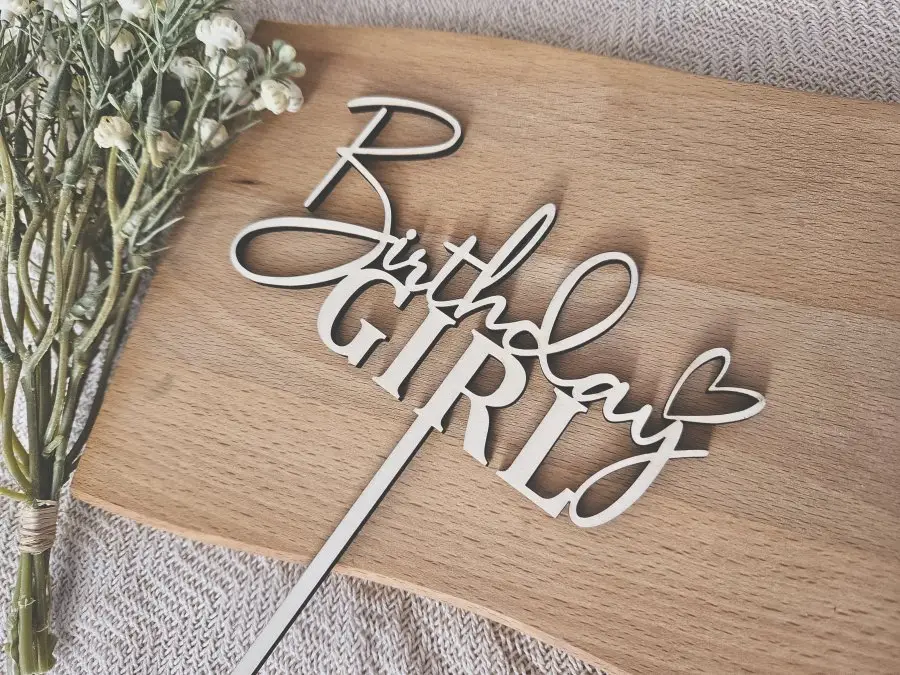 Cake Topper Schriftzug "Geburtstag Birthday Girl 15"