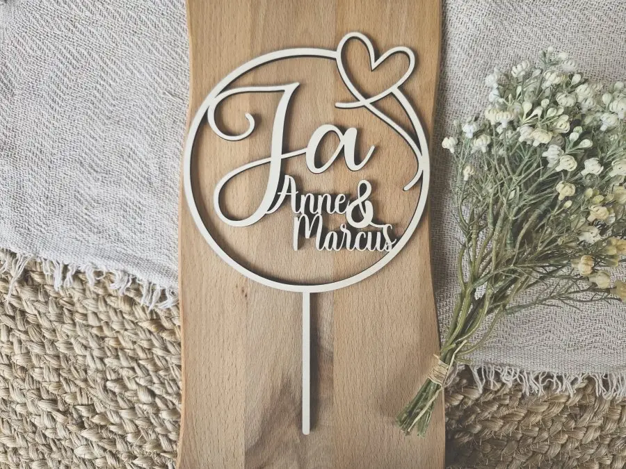 Cake Topper Schriftzug "Hochzeit 4" Lasercut