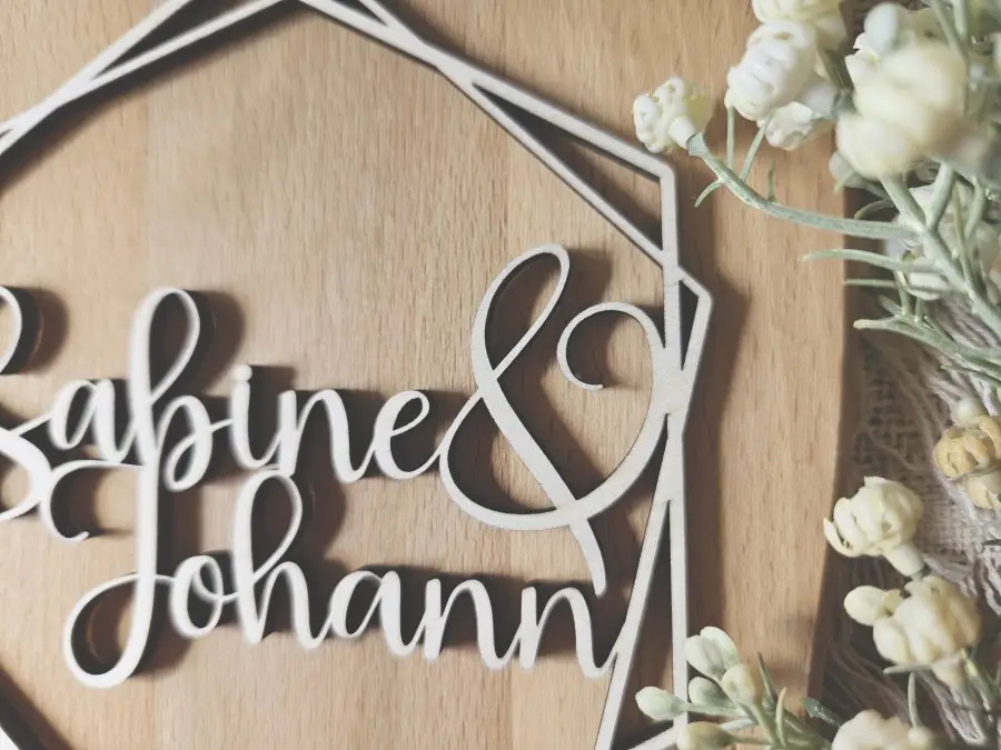 Cake Topper Schriftzug "Hochzeit 2" Lasercut aus Holz