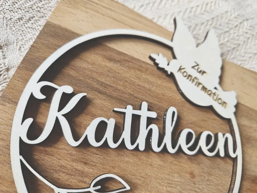 Cake Topper Schriftzug "Konfirmation 3" Lasercut aus Holz