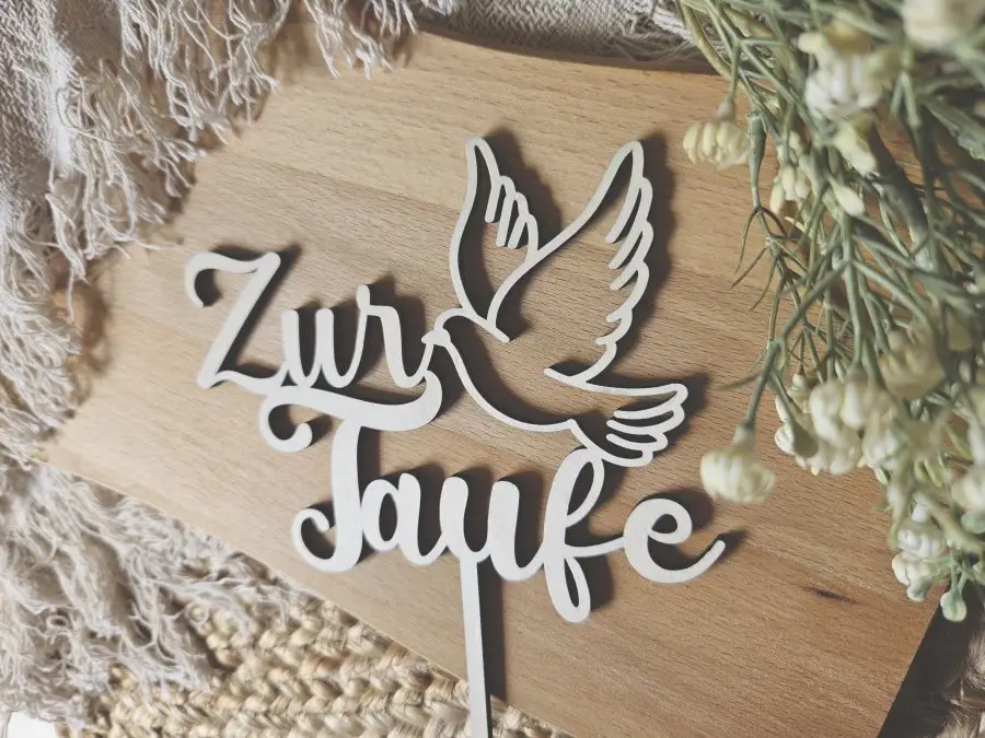 Cake Topper Schriftzug "Taufe 2" Lasercut aus Holz