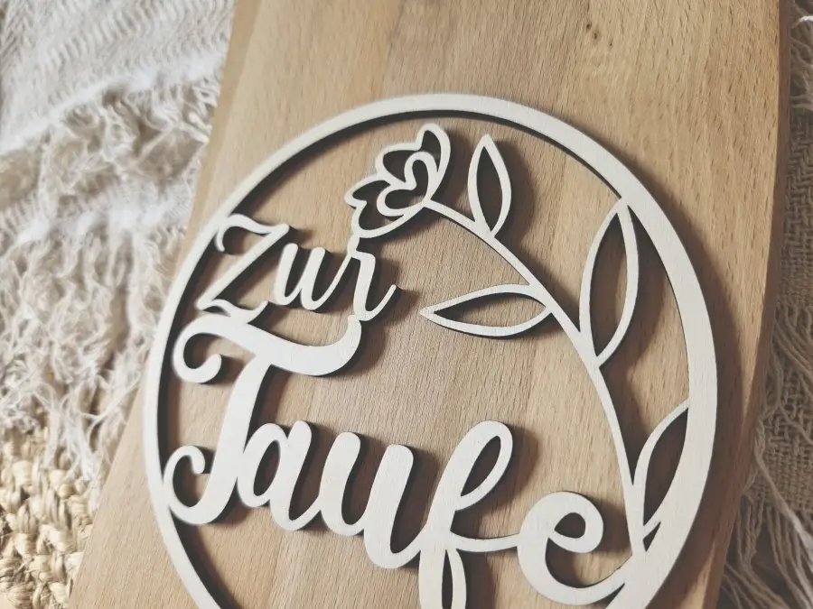 Cake Topper Schriftzug "Taufe 3" Lasercut aus Holz