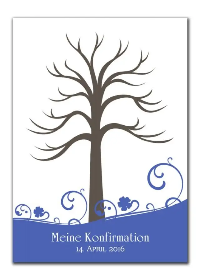 Gaestebaum Wedding Tree Konfirmation Hochzeit Floriane blau