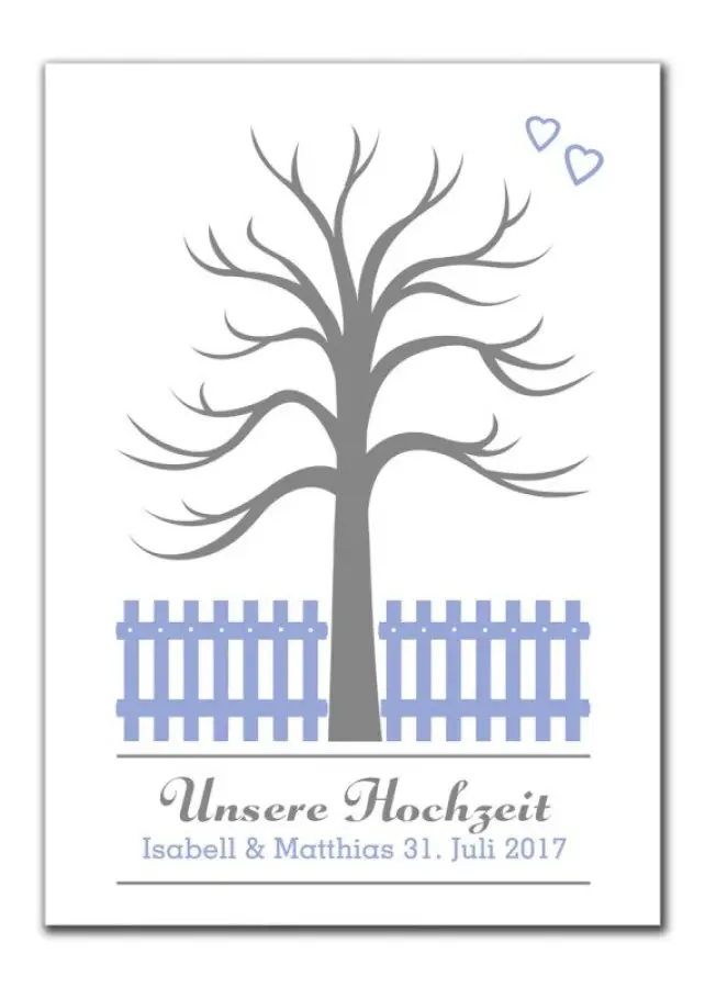 Gaestebaum Wedding Tree Konfirmation Hochzeit Isabell Matthias blau