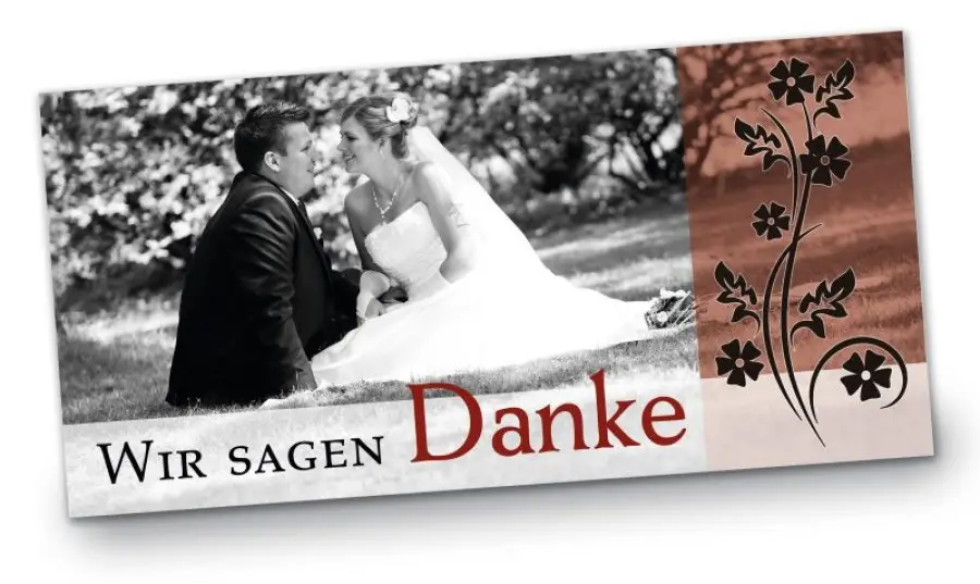 Hochzeit Danksagungskarte DIN Lang quer Jan Ina rot