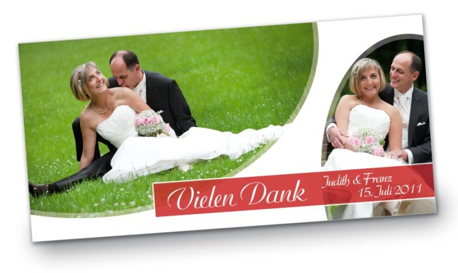 Hochzeit Danksagungskarte DIN Lang quer Judith Franz rot