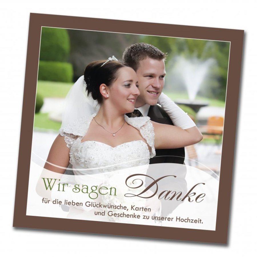 Hochzeit Danksagungskarte quadratisch 125 mm 210 Melanie Tommy braun