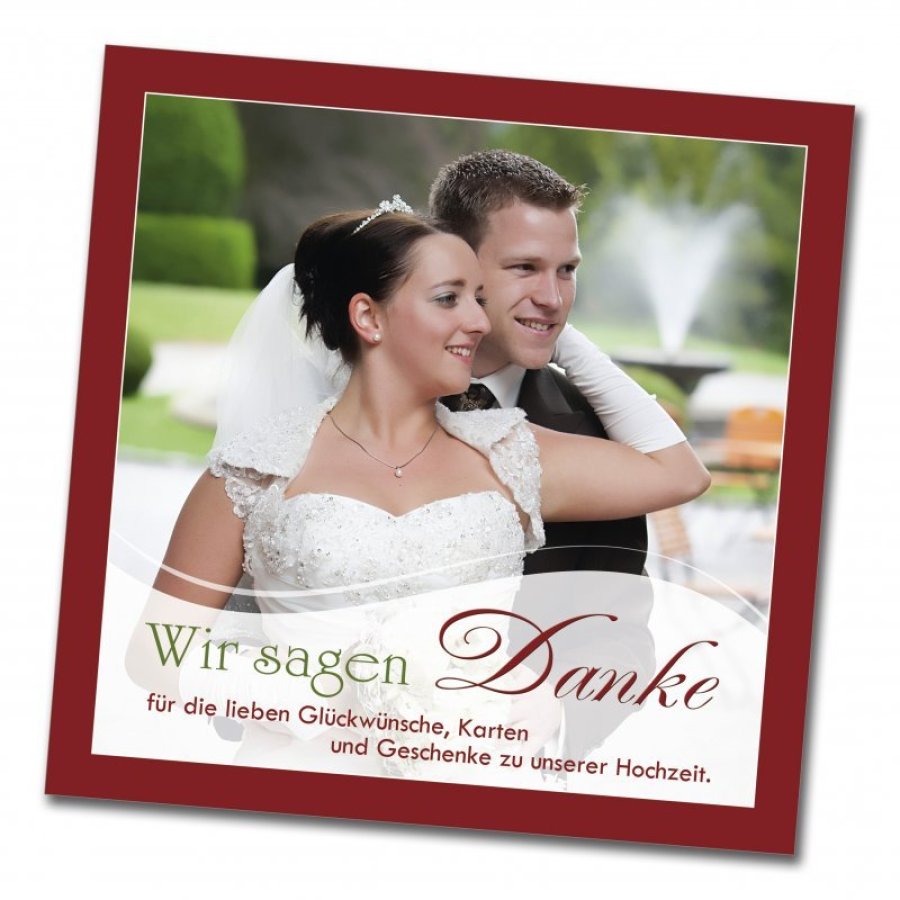 Hochzeit Danksagungskarte quadratisch 125 mm 210 Melanie Tommy rot