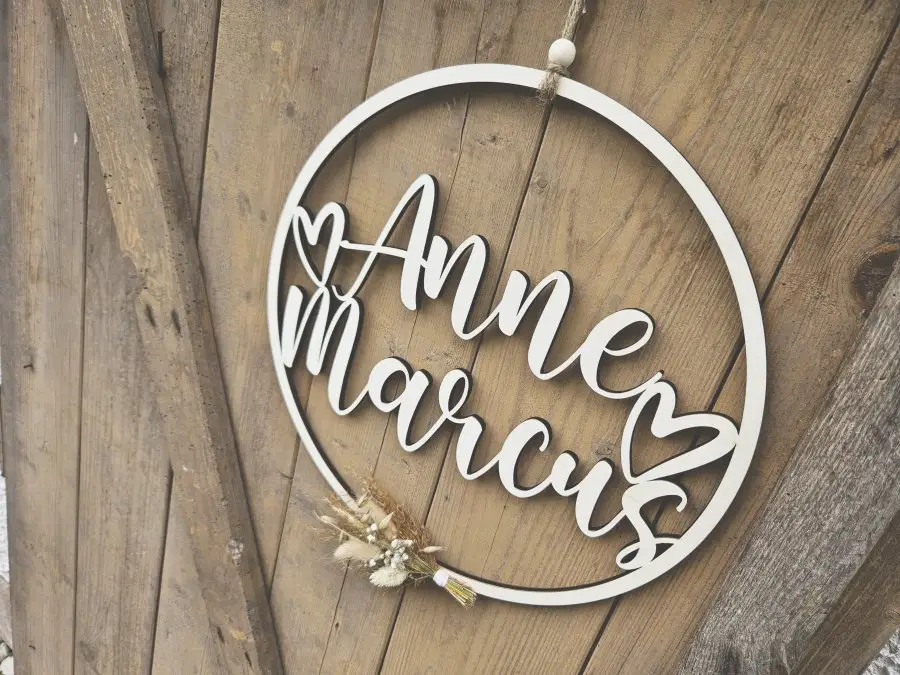 Lasercut Hoop "Hochzeit 1" mit individuellem Laserschnitt