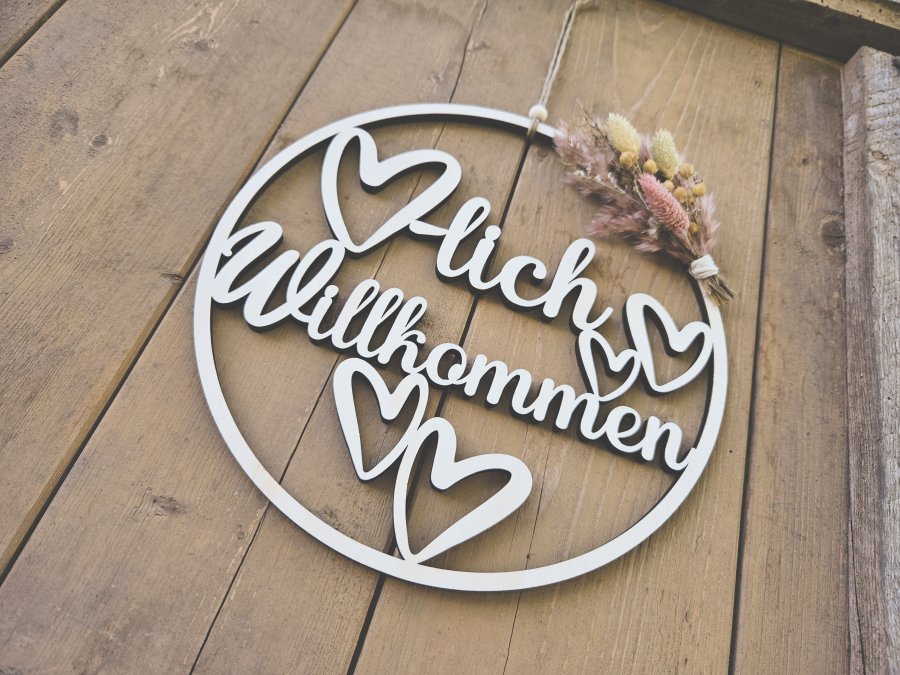 Lasercut Hoop "Willkommen 4" mit individuellem Laserschnitt