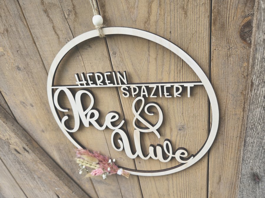 Lasercut Hoop "Willkommen 7" mit individuellem Laserschnitt