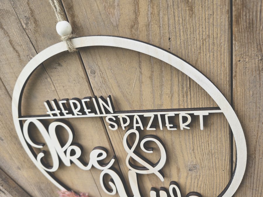 Lasercut Hoop "Willkommen 7" mit individuellem Laserschnitt