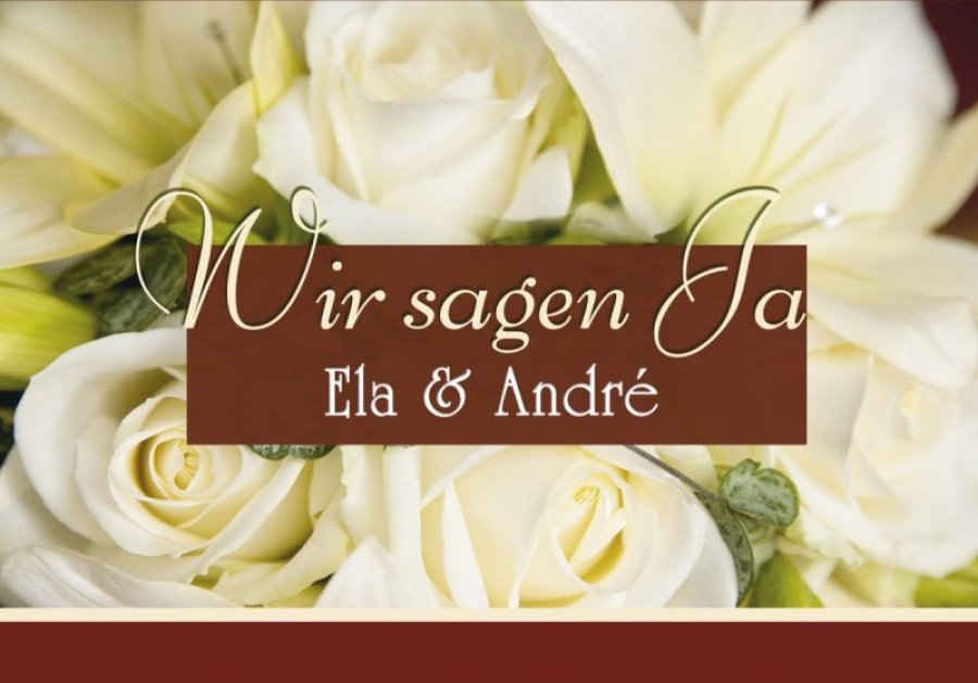 Klappkarte Hochzeit Einladungskarte DIN A5 + DIN A6 quer Ela & Andre