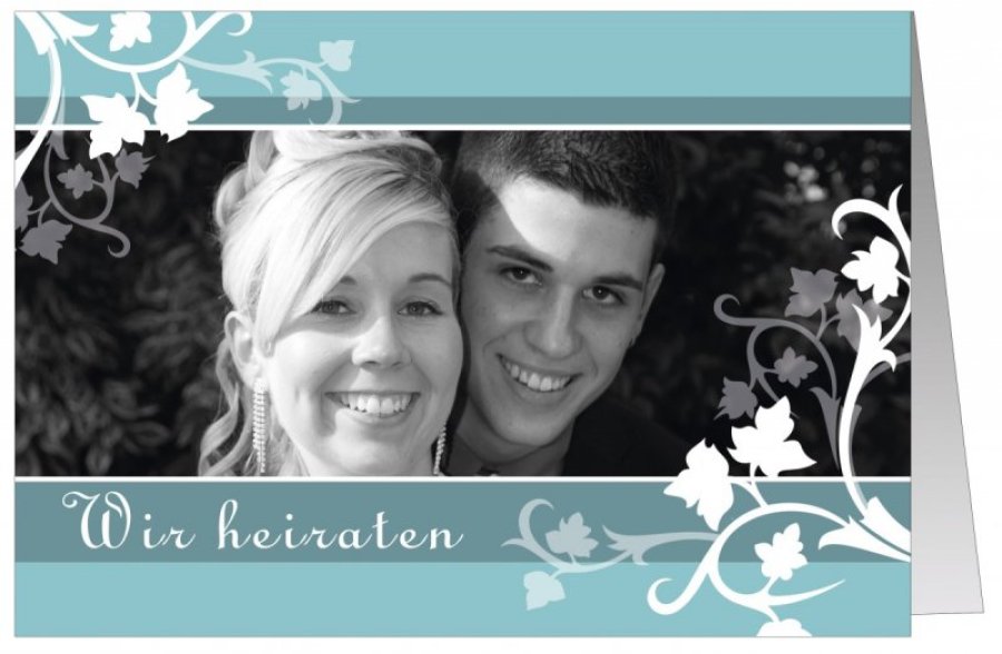 Klappkarte Hochzeit Einladungskarte DIN A5 + DIN A6 quer rot Ivonne & Mike