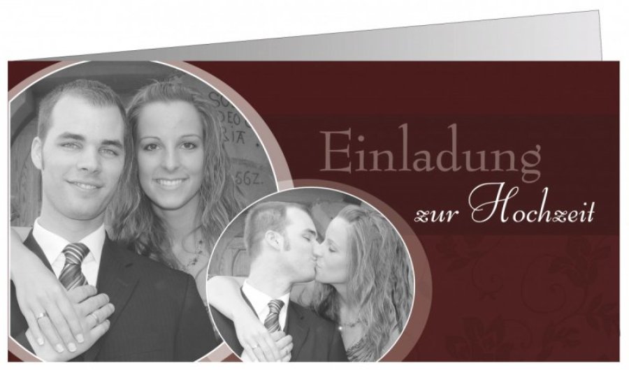 Klappkarte Hochzeit Einladungskarte DIN Lang quer Bea & Torsten