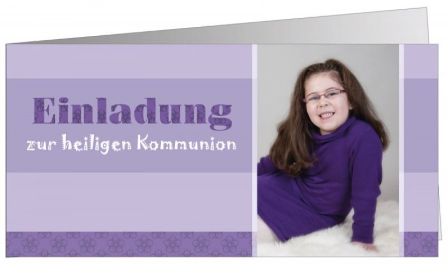 Klappkarte Kommunion Konfirmation Einladung DIN Lang Petra lila