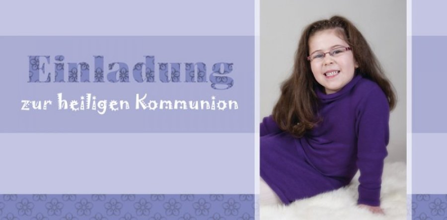 Klappkarte Kommunion Konfirmation Einladung DIN Lang Petra blau