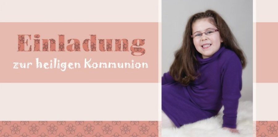 Klappkarte Kommunion Konfirmation Einladung DIN Lang Petra orange