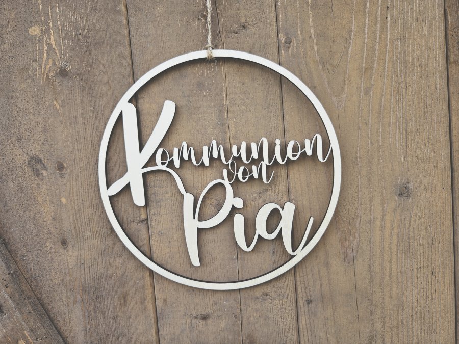 Lasercut-Hoop "Kommunion 1" mit personalisiertem Namen