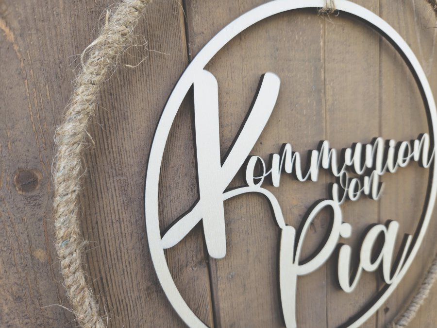 Lasercut-Hoop "Kommunion 1" mit personalisiertem Namen