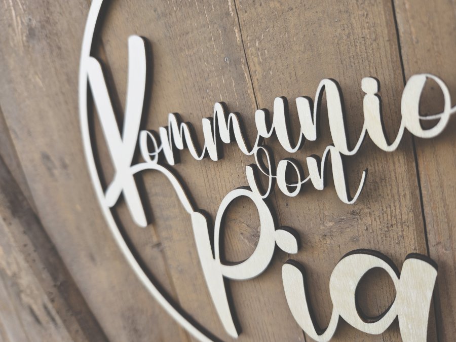 Lasercut-Hoop "Kommunion 1" mit personalisiertem Namen