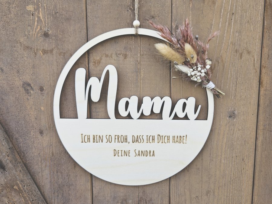 Lasercut Hoop "Mama 1" mit individuellem Laserschnitt