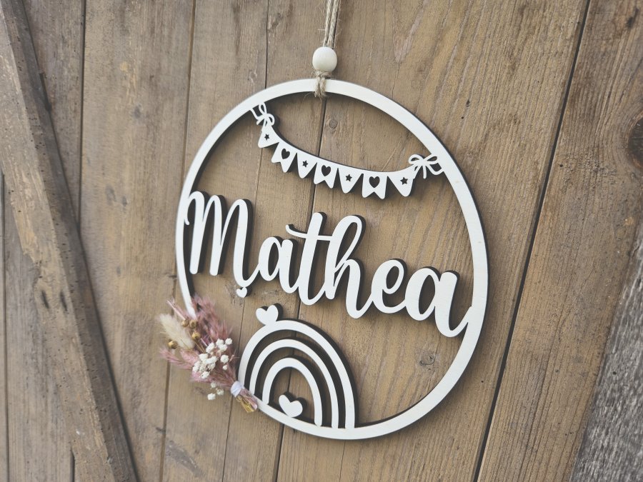 Lasercut Hoop "Namensschild 1" für das Kinderzimmer