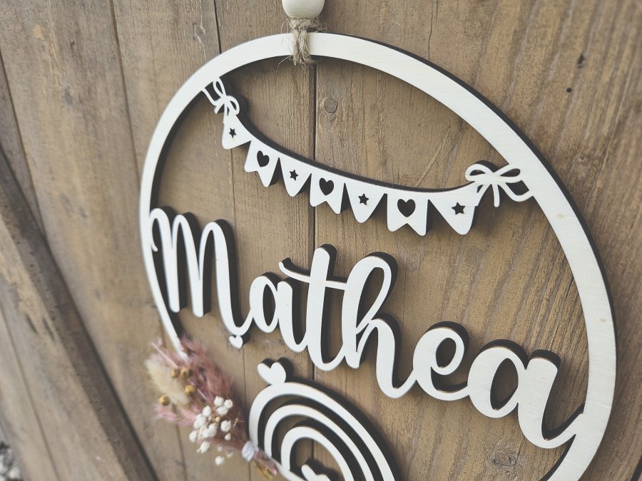 Lasercut Hoop "Namensschild 1" für das Kinderzimmer