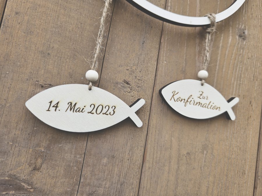 Lasercut-Hoop "Konfirmation 1" mit personalisiertem Namen, Anlass und Datum