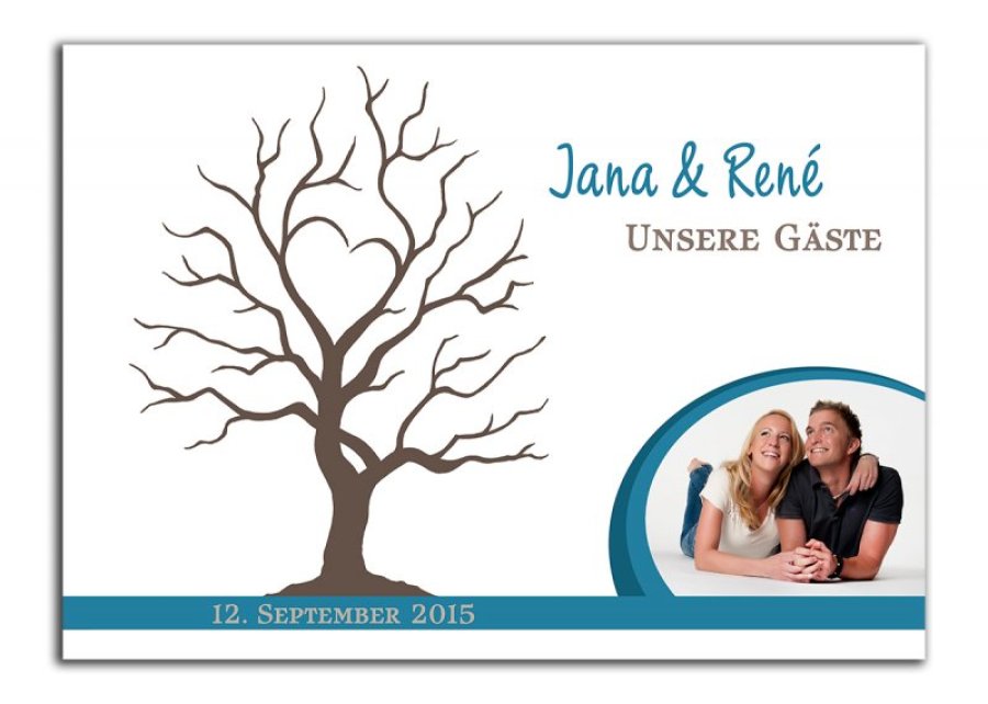 Wedding Tree mit Foto auf Leinwand mit Keilrahmen "Jana und Rene"