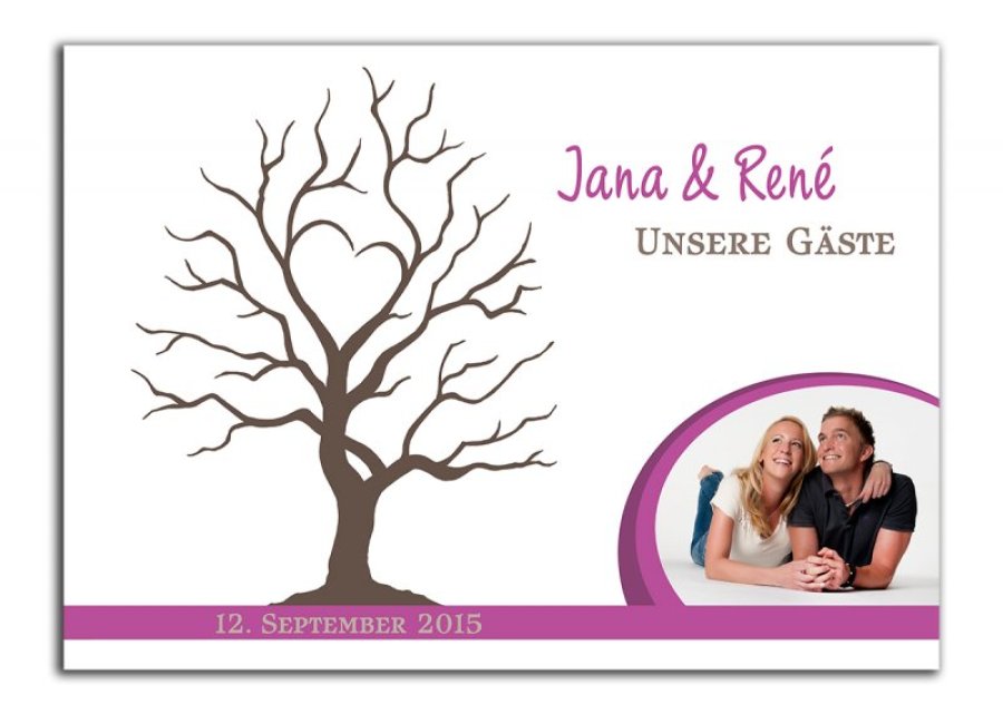 Wedding Tree mit Foto auf Leinwand mit Keilrahmen "Jana und Rene"