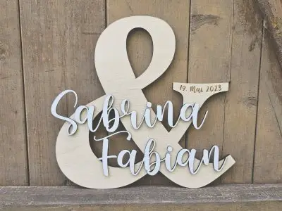 Namensschild Schriftzug Lasercut 